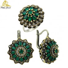 Gümüş Otantik Taşlı Set